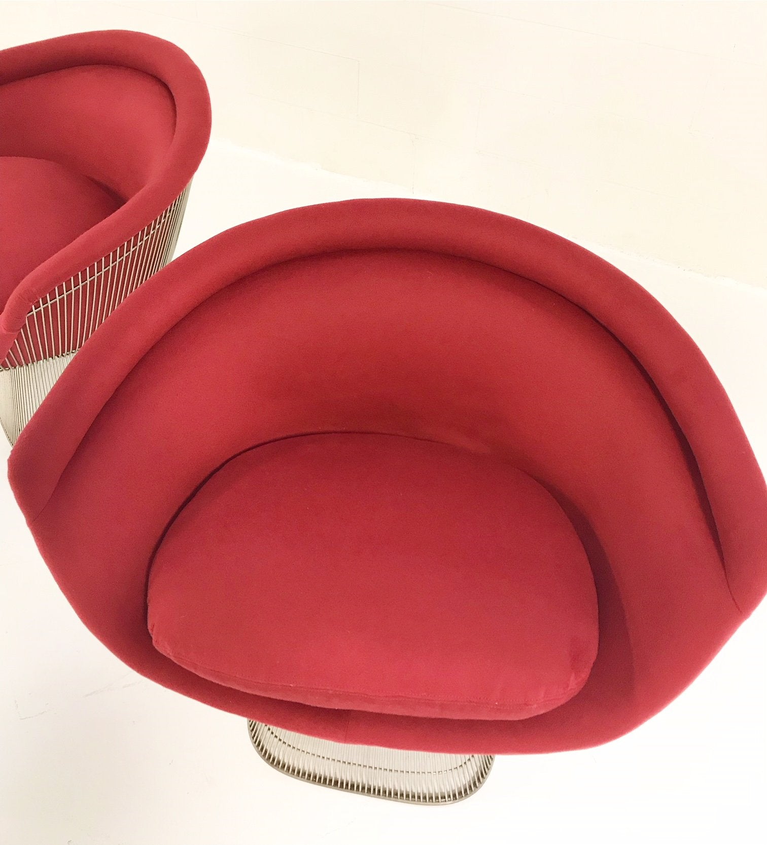 Warren Platner for Knoll Lounge Chairs in Loro Piana Red Cashmere