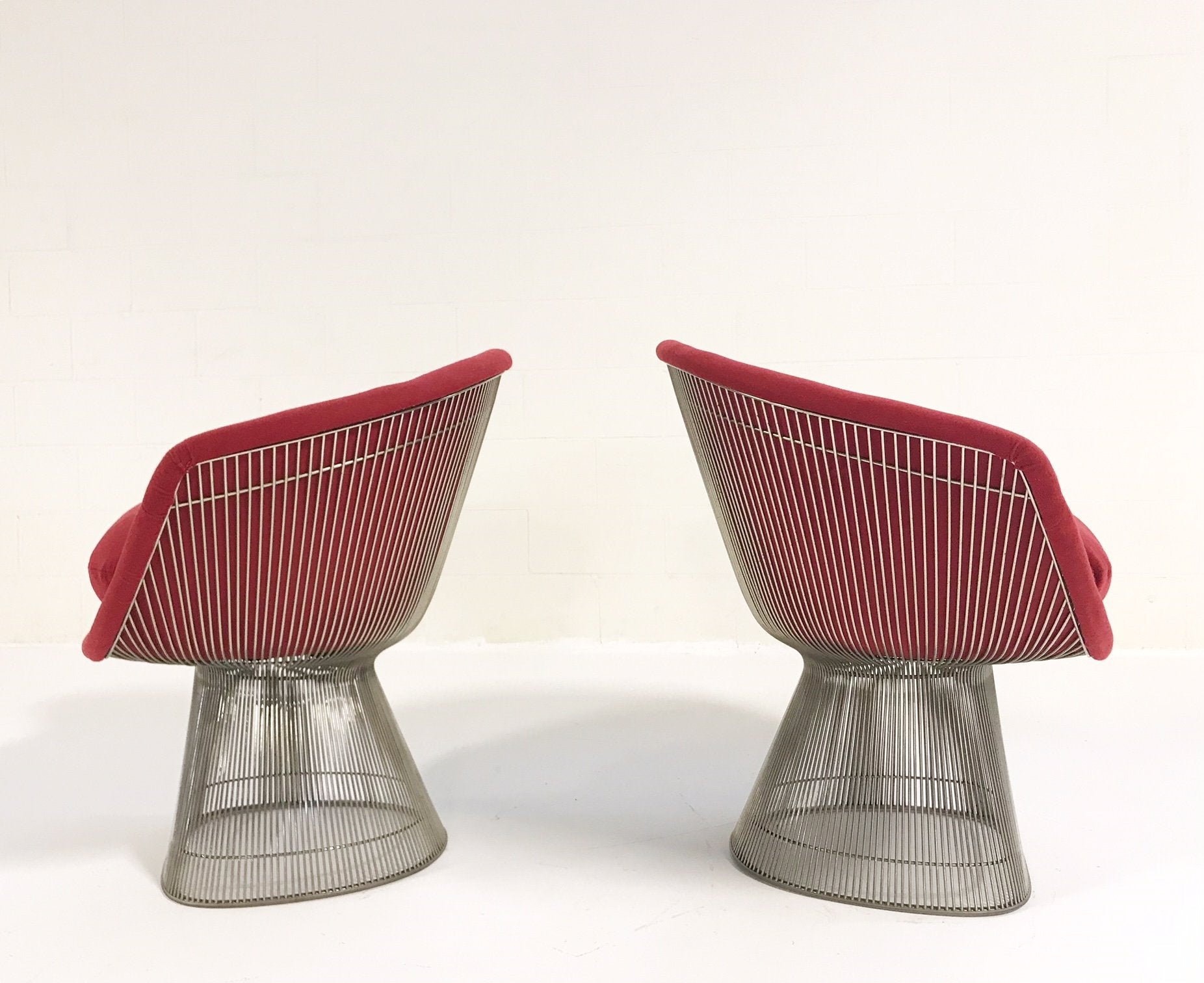 Warren Platner for Knoll Lounge Chairs in Loro Piana Red Cashmere