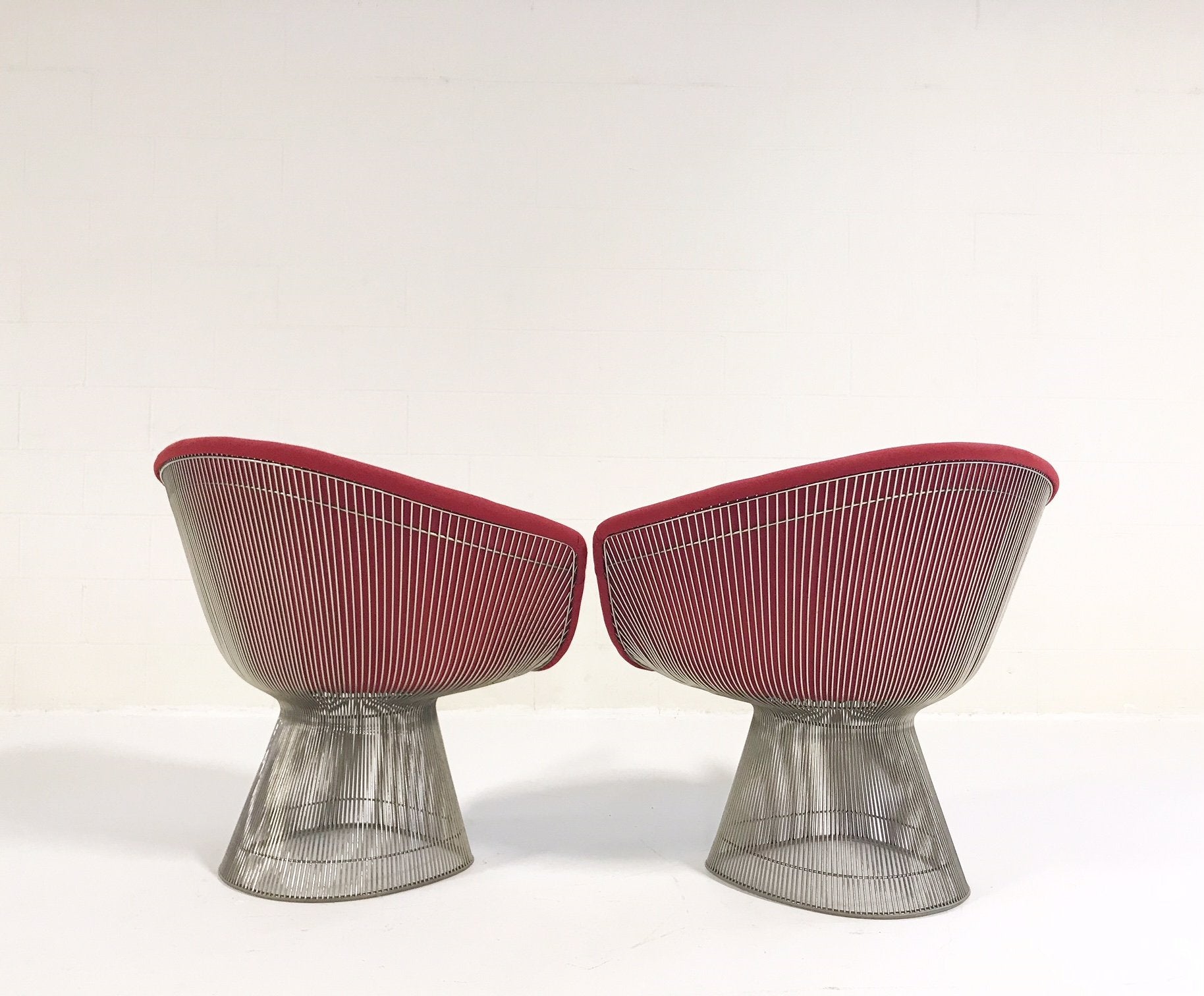 Warren Platner for Knoll Lounge Chairs in Loro Piana Red Cashmere