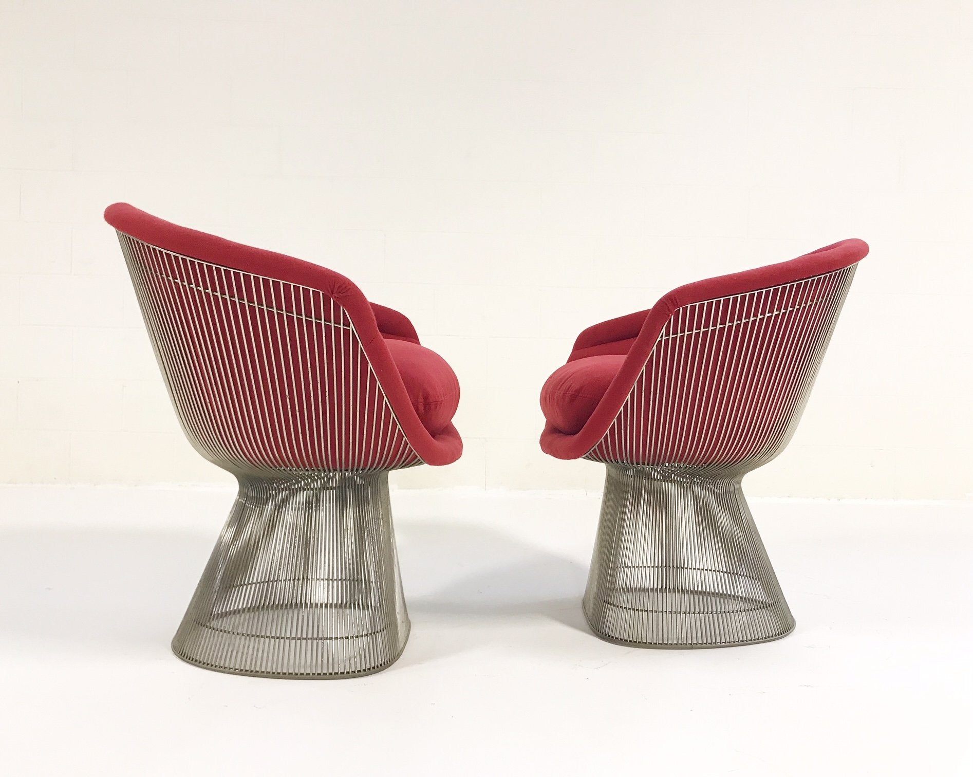Warren Platner for Knoll Lounge Chairs in Loro Piana Red Cashmere