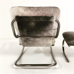 Design Institute of America Rocker Lounge Chair & Ottoman in Brazilian Cowhide
