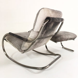 Design Institute of America Rocker Lounge Chair & Ottoman in Brazilian Cowhide