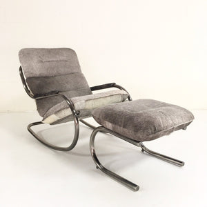 Design Institute of America Rocker Lounge Chair & Ottoman in Brazilian Cowhide