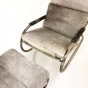 Design Institute of America Rocker Lounge Chair & Ottoman in Brazilian Cowhide