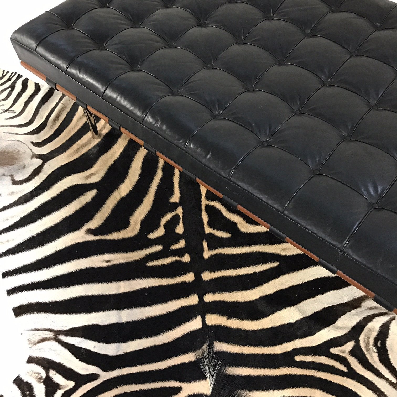 Mies Van Der Rohe Barcelona Daybed Sofa with Zebra Hide Rug