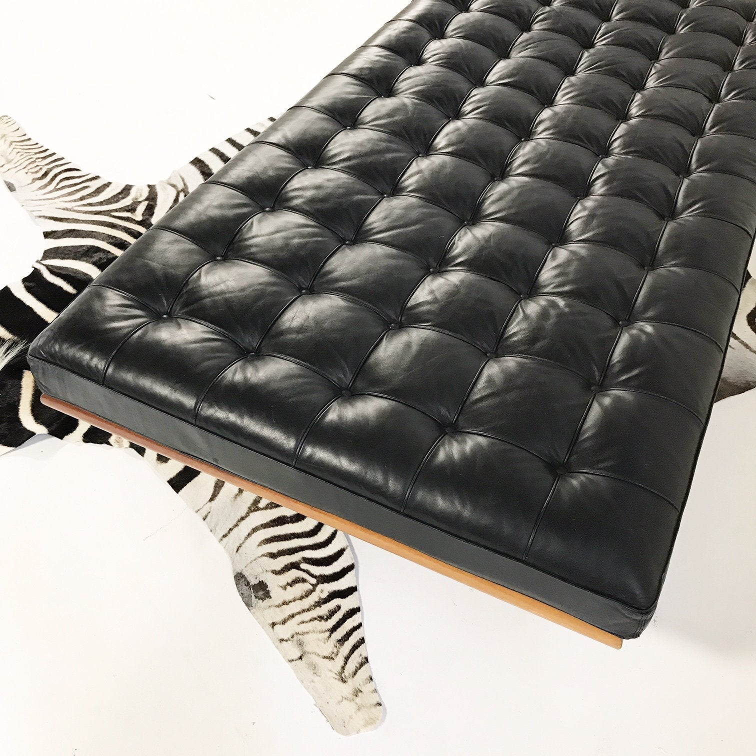 Mies Van Der Rohe Barcelona Daybed Sofa with Zebra Hide Rug