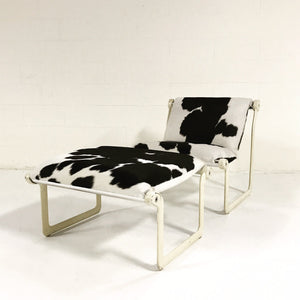 Morrison & Hannah for Knoll Chair & Ottoman in Black & White Brazilian Cowhide