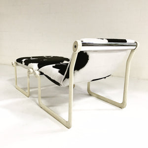 Morrison & Hannah for Knoll Chair & Ottoman in Black & White Brazilian Cowhide