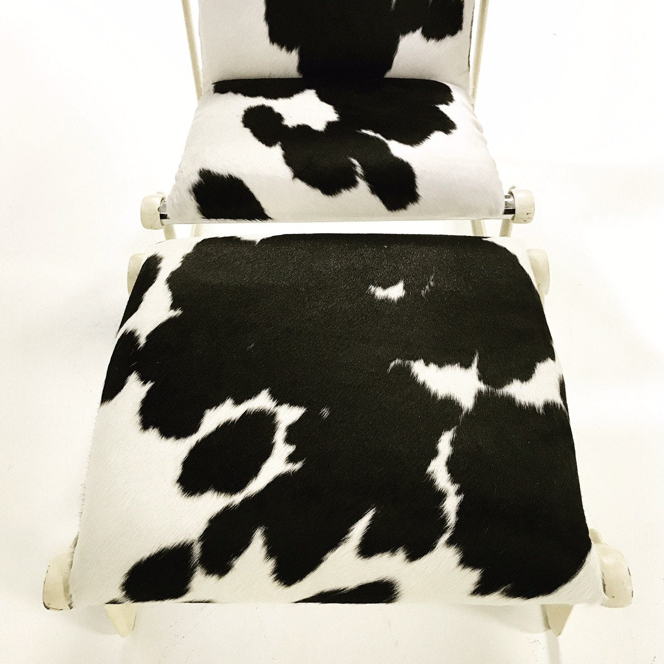 Morrison & Hannah for Knoll Chair & Ottoman in Black & White Brazilian Cowhide