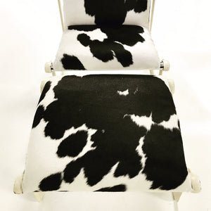 Morrison & Hannah for Knoll Chair & Ottoman in Black & White Brazilian Cowhide