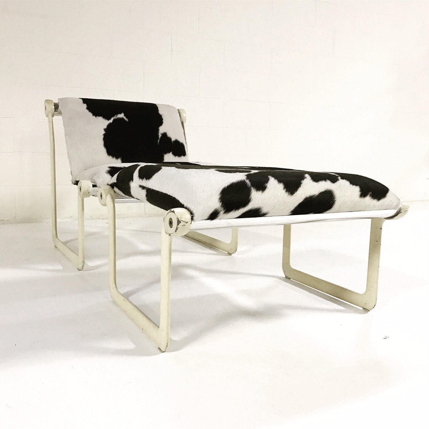 Morrison & Hannah for Knoll Chair & Ottoman in Black & White Brazilian Cowhide