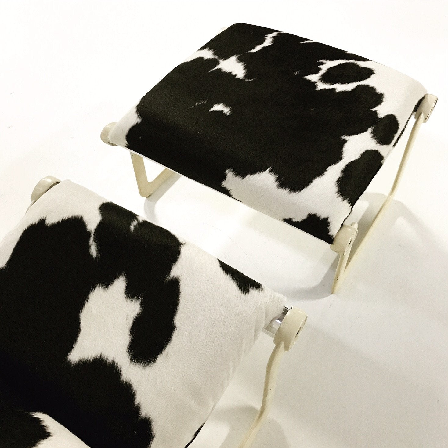Morrison & Hannah for Knoll Chair & Ottoman in Black & White Brazilian Cowhide