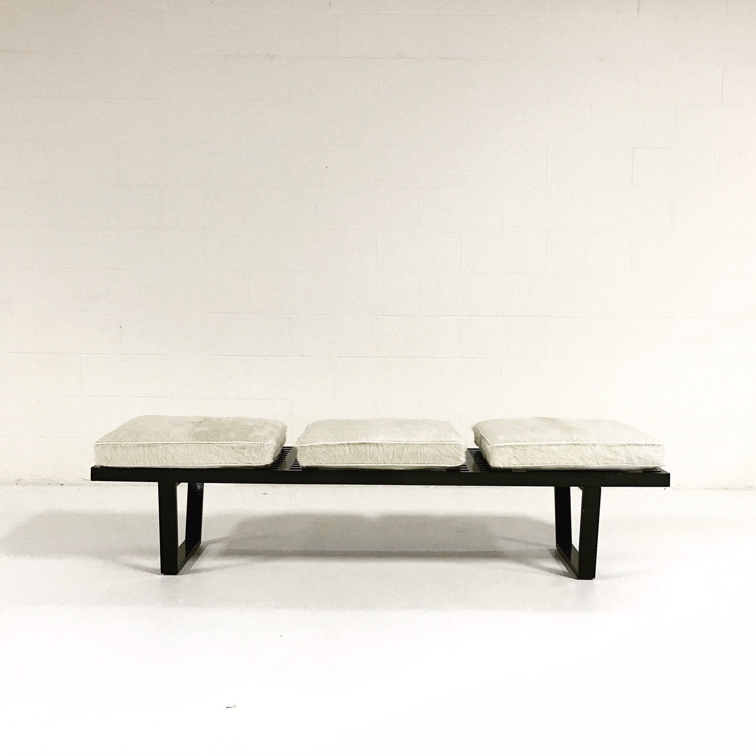 George Nelson Platform Bench with Cowhide Cushions