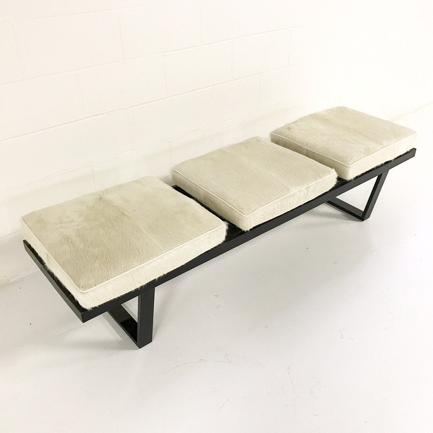 George Nelson Platform Bench with Cowhide Cushions