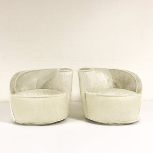 Pair of Vladimir Kagan Nautilus Chairs in Ivory Brazilian Cowhide