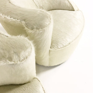 Pair of Vladimir Kagan Nautilus Chairs in Ivory Brazilian Cowhide