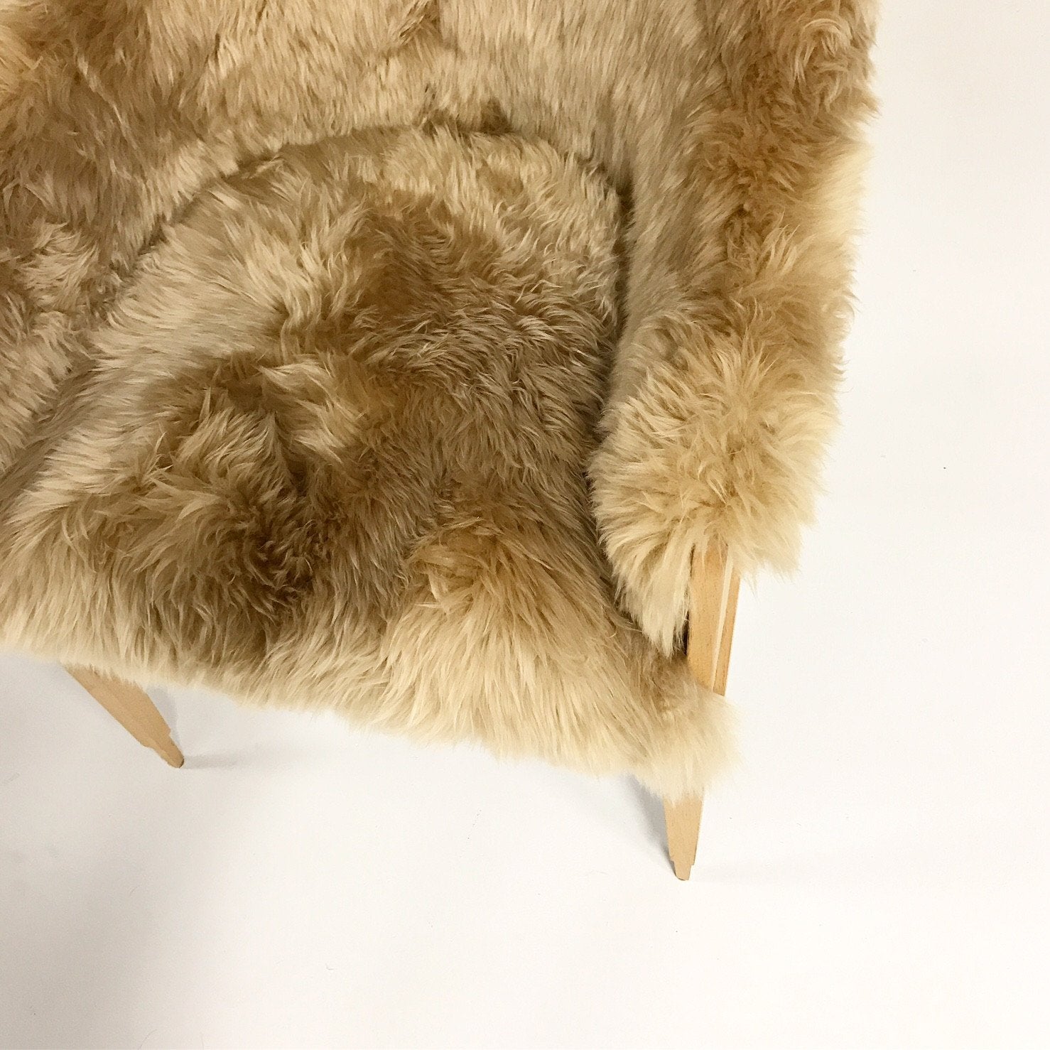 Pair of Barrel Back Chairs in Tan Sheepskin