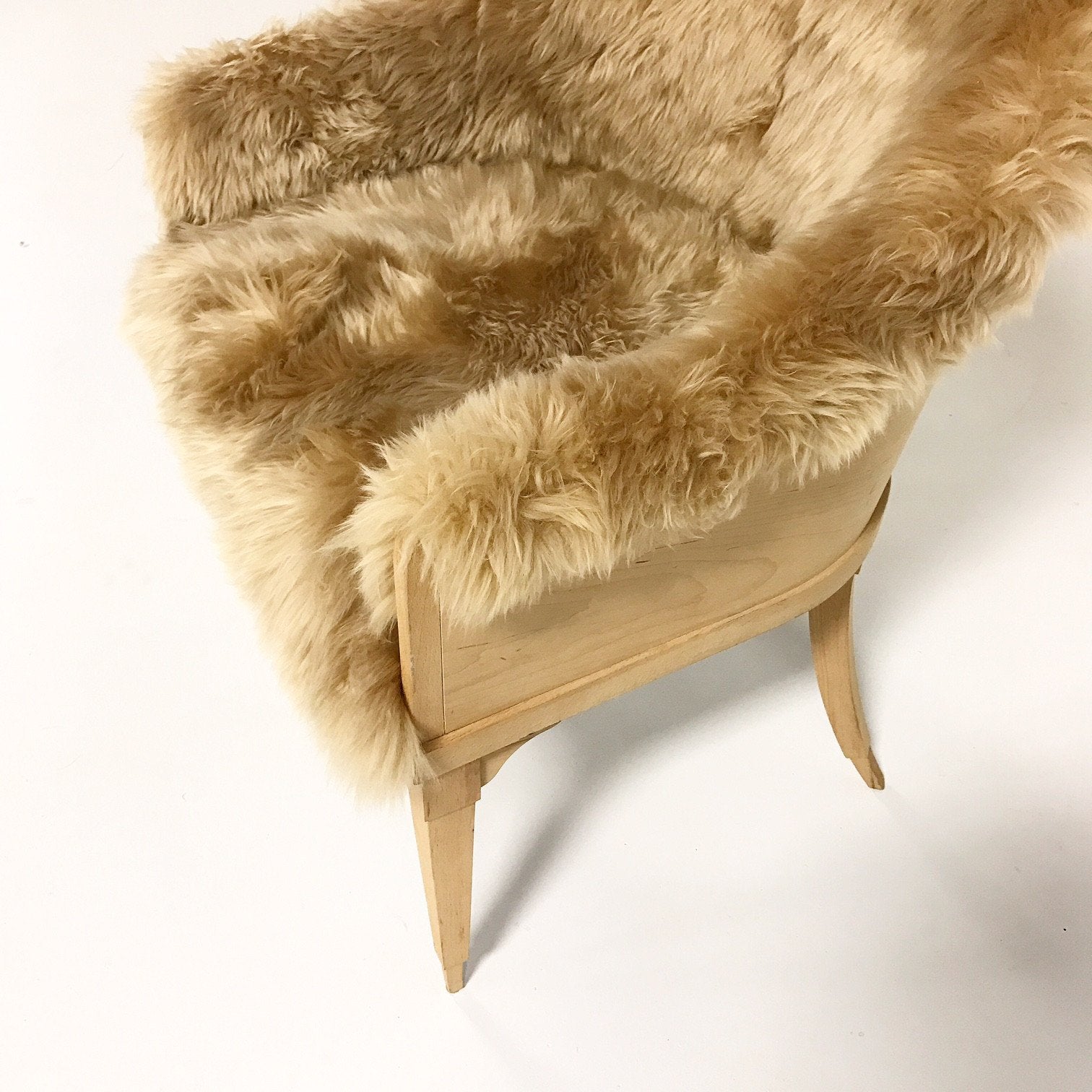 Pair of Barrel Back Chairs in Tan Sheepskin