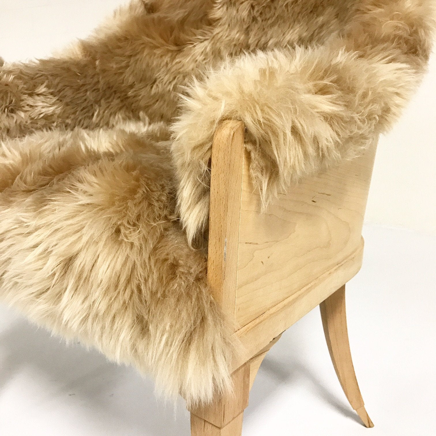 Pair of Barrel Back Chairs in Tan Sheepskin