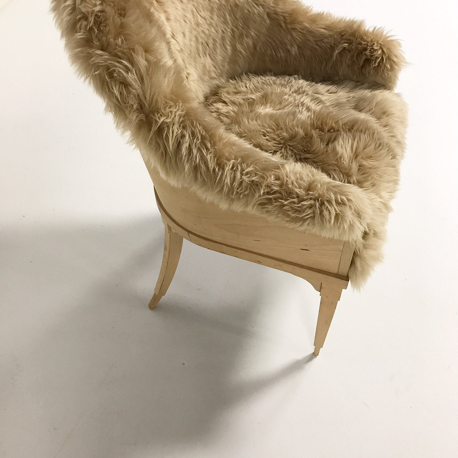 Pair of Barrel Back Chairs in Tan Sheepskin
