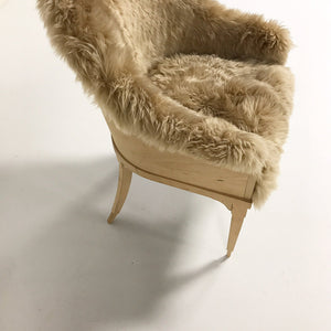 Pair of Barrel Back Chairs in Tan Sheepskin
