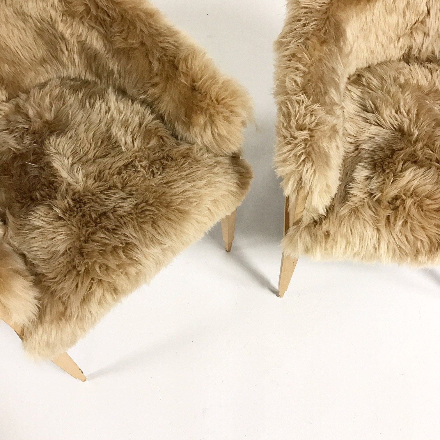 Pair of Barrel Back Chairs in Tan Sheepskin