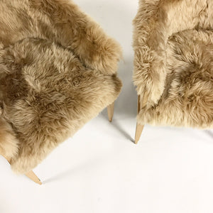 Pair of Barrel Back Chairs in Tan Sheepskin