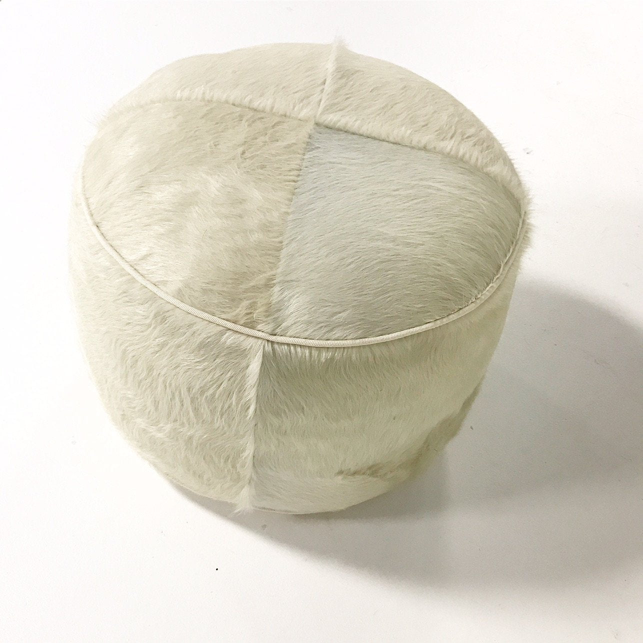Ivory Cowhide Pouf Ottoman