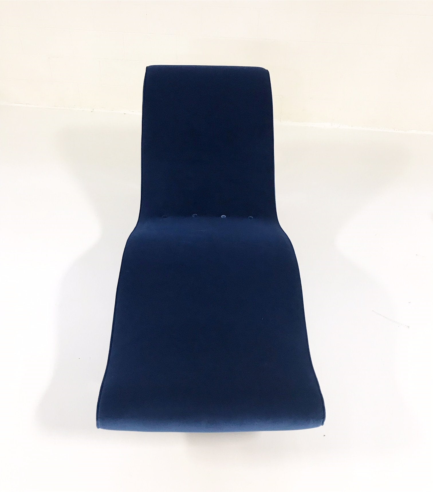 c. 1970 Milo Baughman Chaise Lounge Chair in Loro Piana Blue Velvet