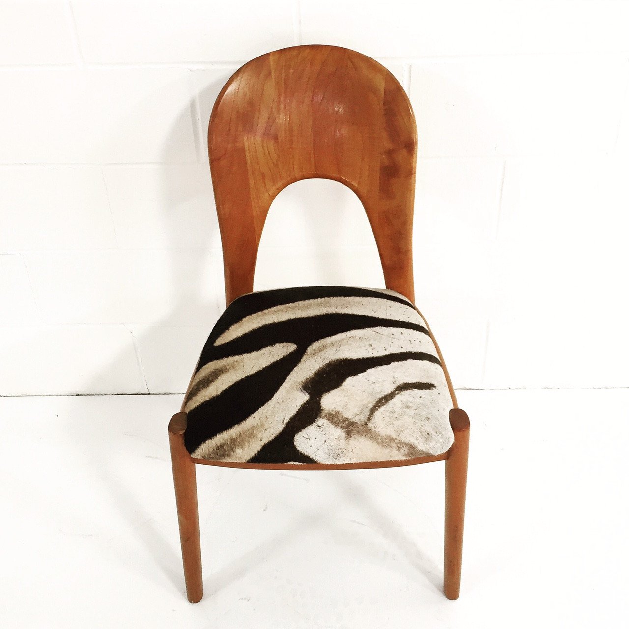 DANISH TEAK SIDE CHAIR in Zebra Hide