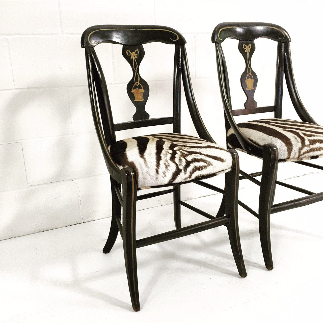 Victorian Black Painted Side Chairs