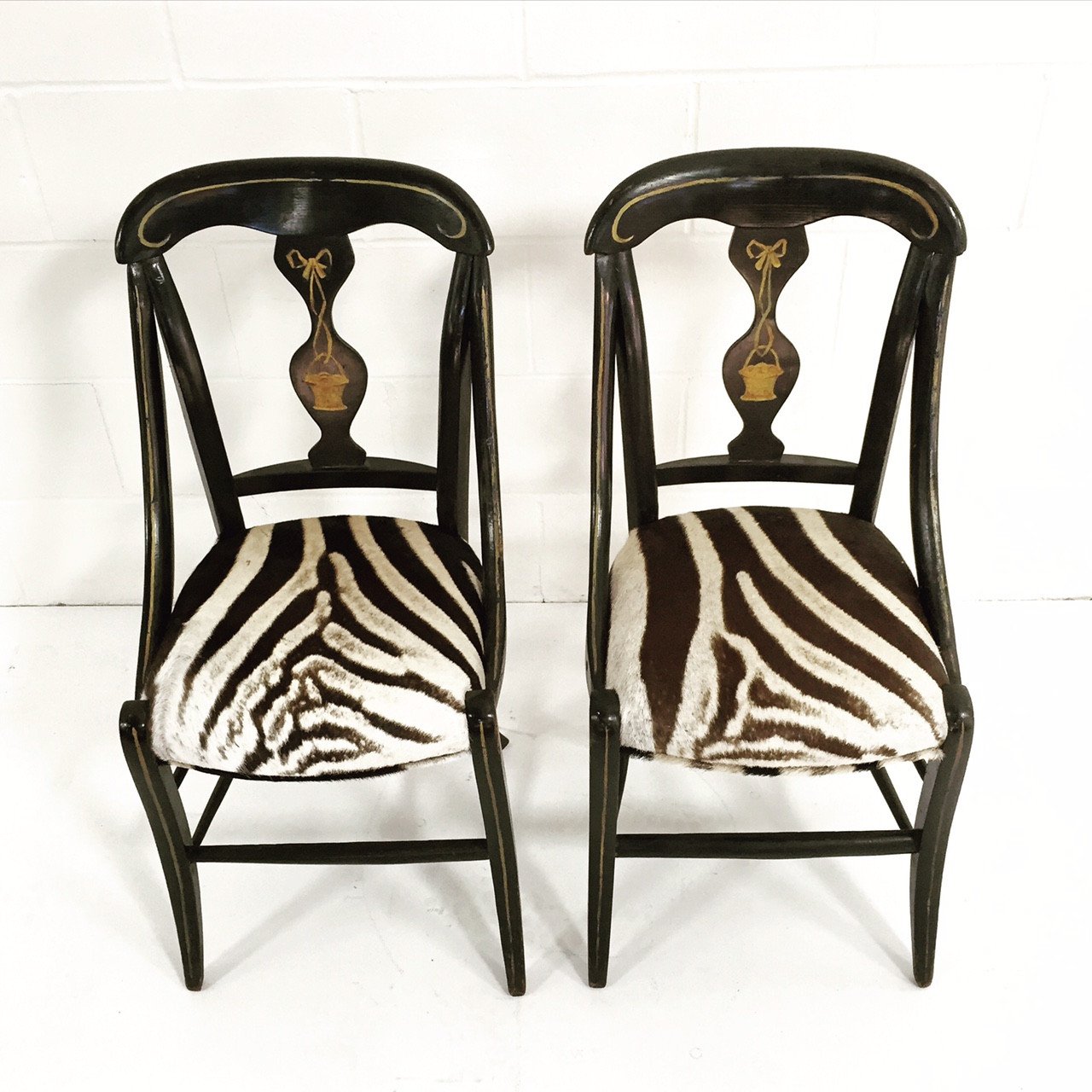 Victorian Black Painted Side Chairs