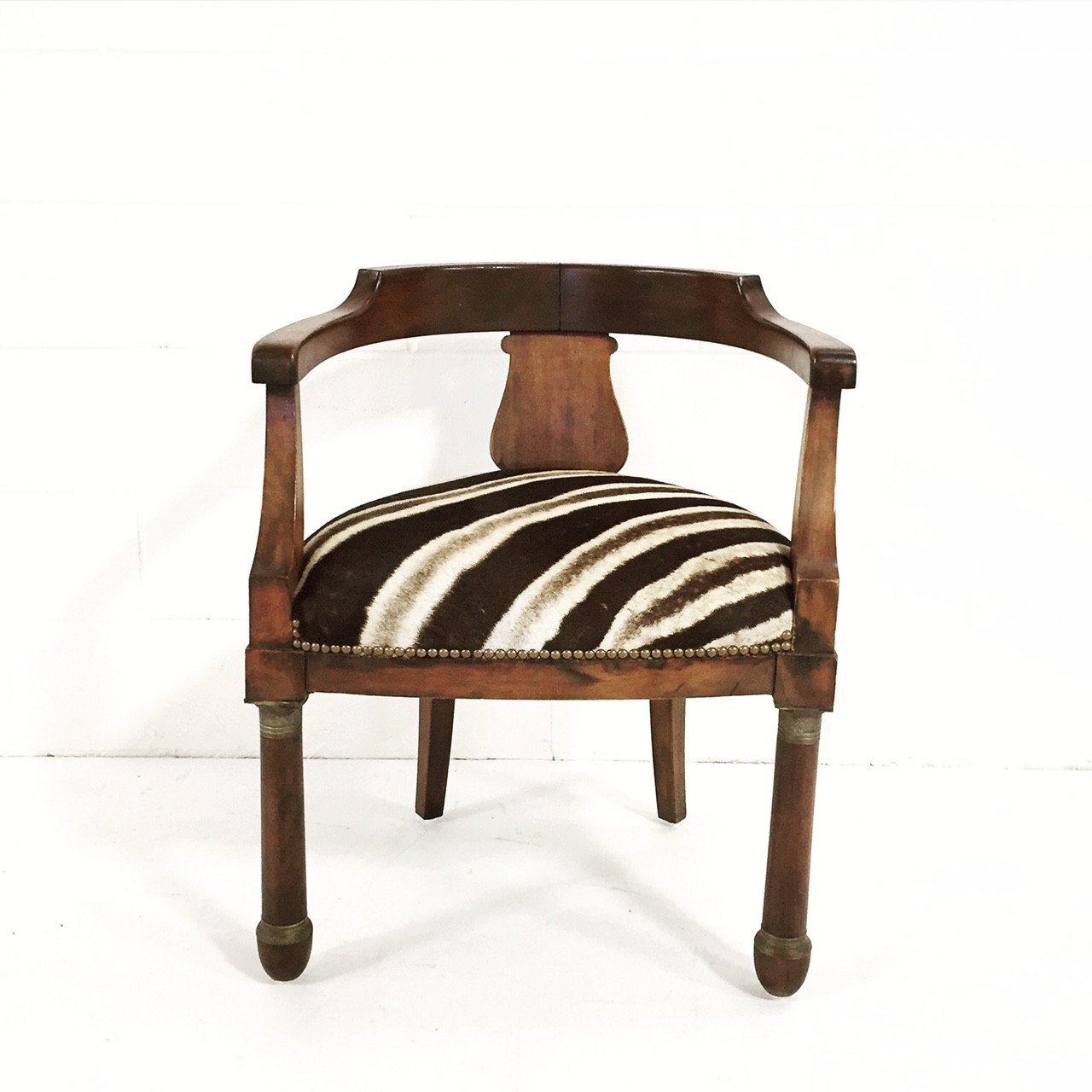VINTAGE WALNUT BARREL CHAIR