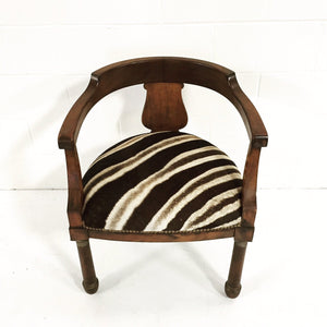 VINTAGE WALNUT BARREL CHAIR