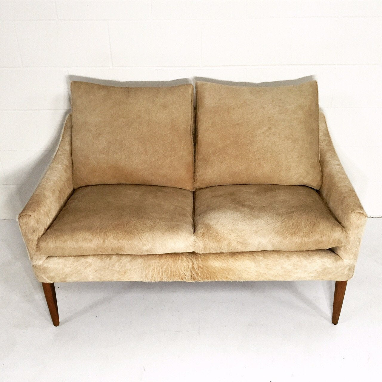 DANISH STYLE LOVESEAT in Brazilian Cowhide