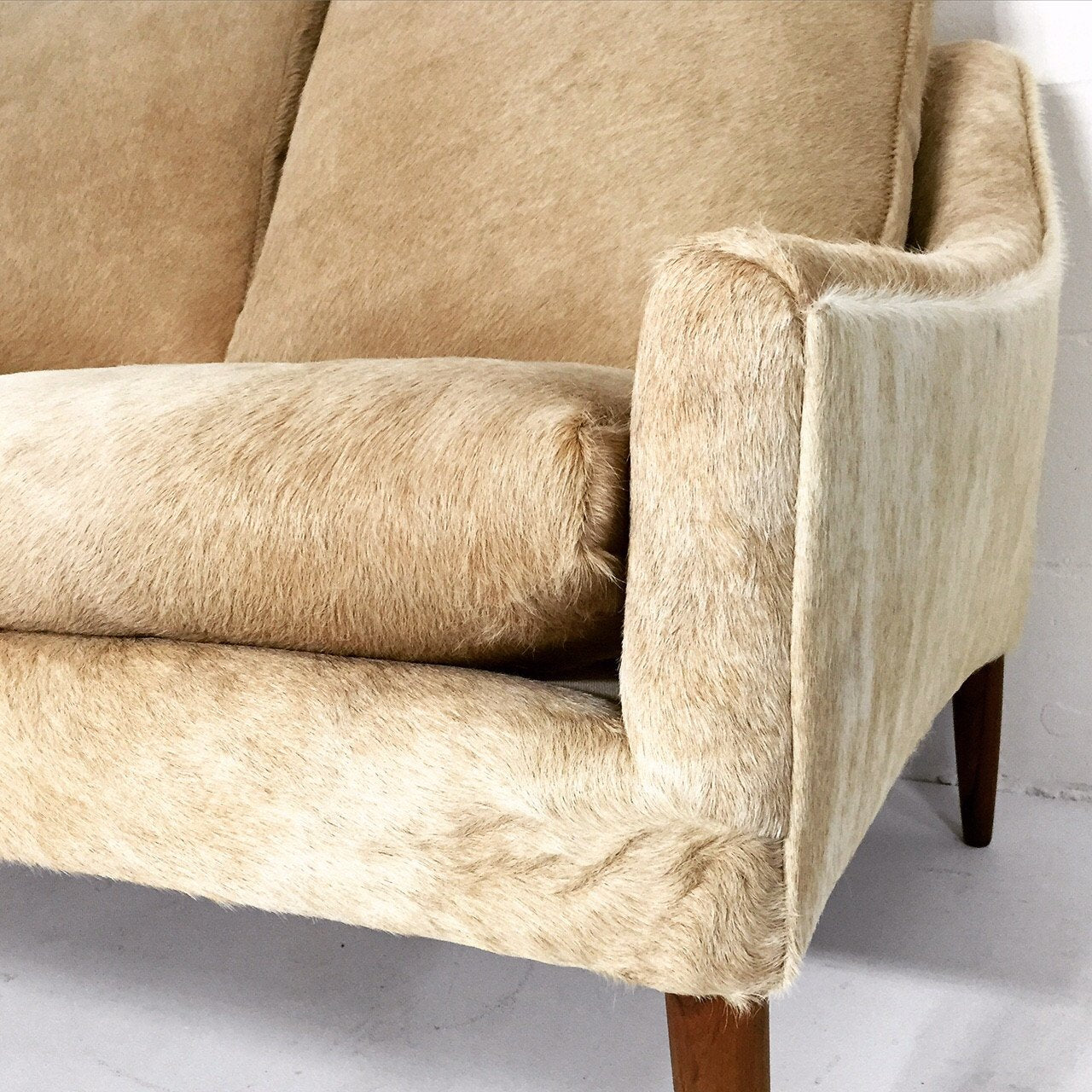 DANISH STYLE LOVESEAT in Brazilian Cowhide