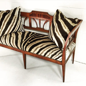 19th Century Fruitwood & Rosewood Settee Loveseat in Zebra Hide