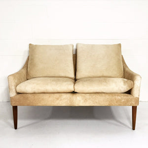 Danish Style Loveseat in Brazilian Cowhide