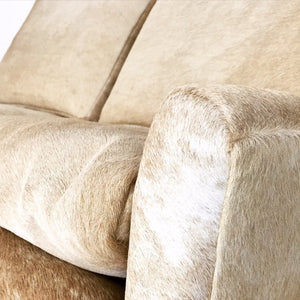 Danish Style Loveseat in Brazilian Cowhide