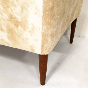 Danish Style Loveseat in Brazilian Cowhide