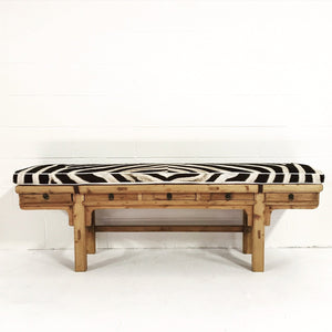 CALLIGRAPHER FIVE-DRAWER BENCH WITH custom Zebra Cushion