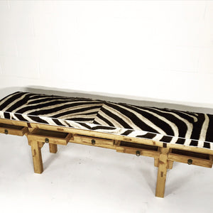 CALLIGRAPHER FIVE-DRAWER BENCH WITH custom Zebra Cushion