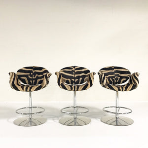 Pierre Paulin Tulip Counter Stool Chairs in Zebra Hide - Set of 3