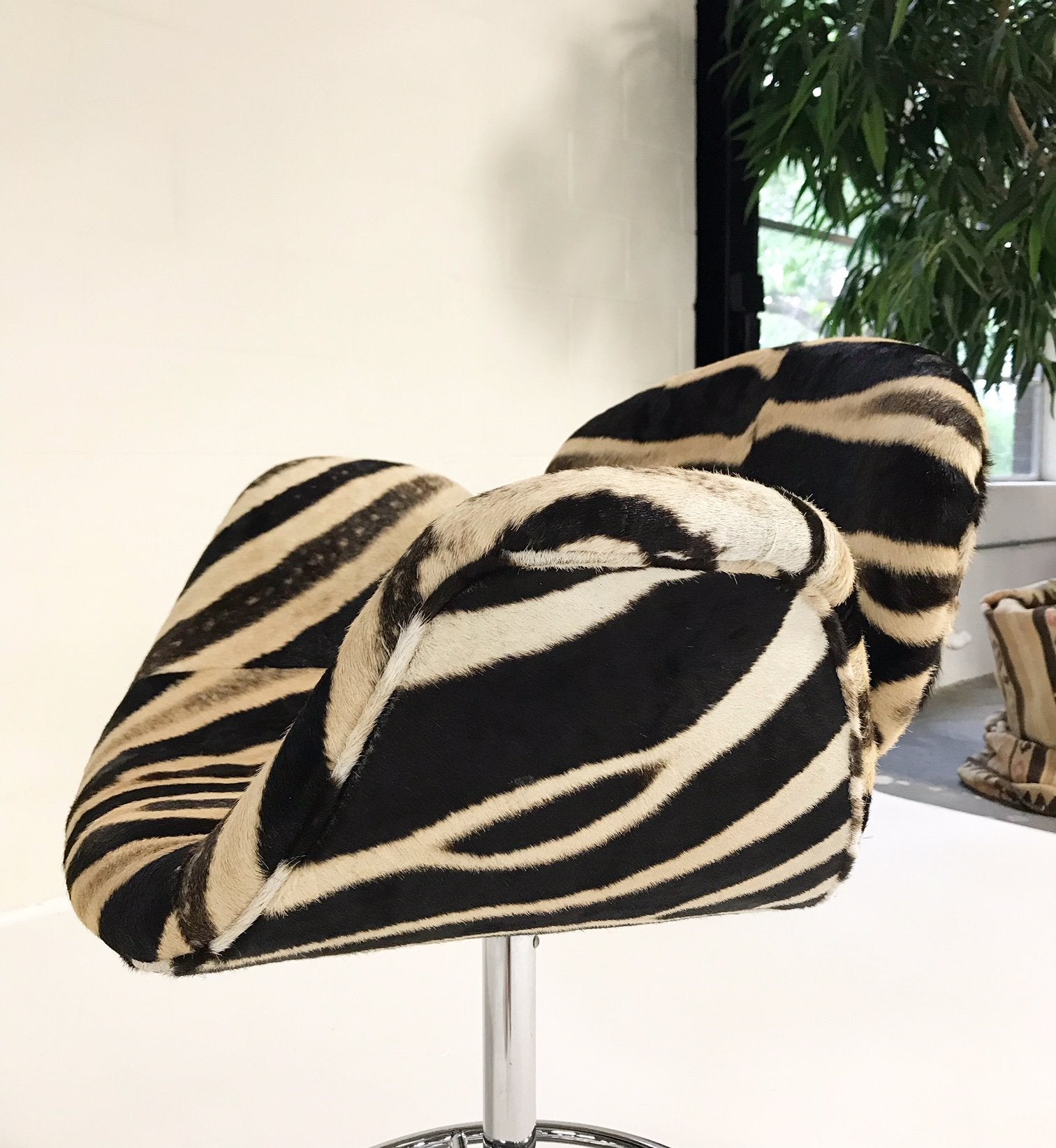 Pierre Paulin Tulip Counter Stool Chairs in Zebra Hide - Set of 3