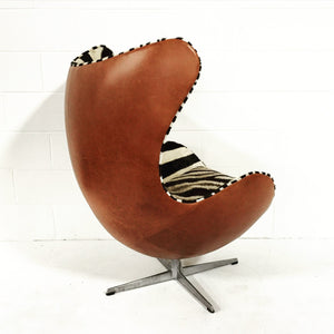Arne Jacobsen for Fritz Hansen Egg Chairs in Zebra Hide and Leather