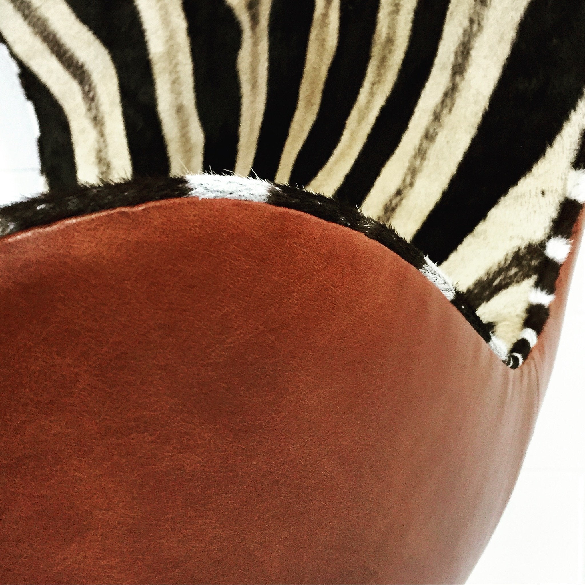 Arne Jacobsen for Fritz Hansen Egg Chairs in Zebra Hide and Leather
