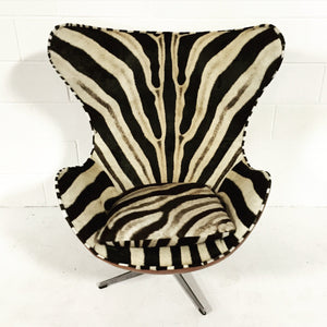 Arne Jacobsen for Fritz Hansen Egg Chairs in Zebra Hide and Leather