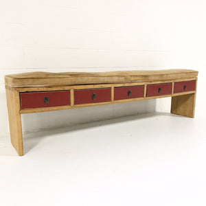 5-Drawer Bench with Palomino Cowhide Cushion
