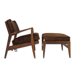 Jens Risom Lounge Chair & Ottoman in Brazilian Cowhide