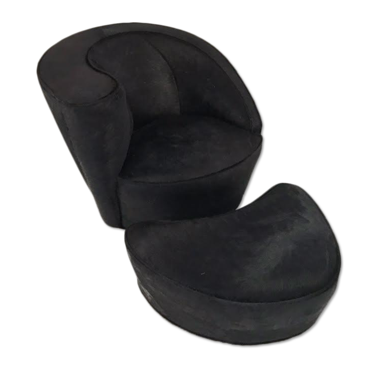 Vladimir Kagan Nautilus Chair and Ottoman in Natural Black Brazilian Cowhide